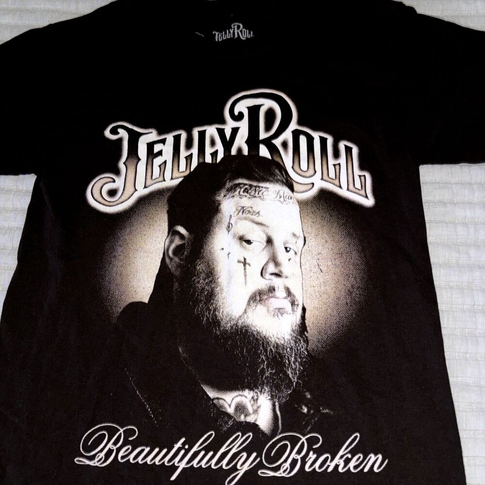 Jelly Roll T-Shirt Beautifully Broken Concert Graphic Print Brown Men’s Small
